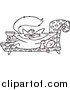 Critter Clipart of a Black and White Spoiled Cat with Wine by Toonaday