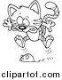 Critter Clipart of a Black and White Toy Mouse Frightening a Tabby Cat by Toonaday