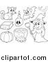Critter Clipart of a Black and White Witch and Halloween Items by Visekart