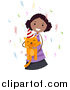 Critter Clipart of a Black Girl Holding Her Ginger Birthday Cat by BNP Design Studio