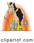 Critter Clipart of a Cat Rubbing Against a Farm Horse by Andy Nortnik