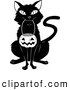 Critter Clipart of a Cheerful Black Cat Sitting and Carrying a Pumpkin Basket Full of Candy Corn in Its Mouth on Halloween by Lawrence Christmas Illustration