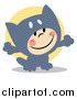 Critter Clipart of a Child Smiling and Dressed in a Gray Cat Halloween Costume by Hit Toon