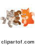 Critter Clipart of a Cute Cat, Puppy and Fox Chatting in a Group Together by Alex Bannykh