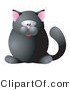 Critter Clipart of a Cute Round Black Cat with Pink Ears by AtStockIllustration