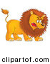 Critter Clipart of a Fearsome Aggressive Young Male Lion Growling and Baring His Teeth by Alex Bannykh