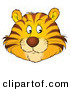 Critter Clipart of a Friendly Orange Tiger Face with Whiskers, Glancing off to the Right by Alex Bannykh