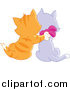Critter Clipart of a Ginger Tabby Kitten Cuddling with a Purple Kitten by Yayayoyo