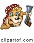 Critter Clipart of a Grinning Alert Cougar Pirate or Hunter Wearing a Bandana and Holding a Gun by Dero