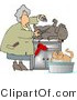 Critter Clipart of a Happy Dog Being Groomed and Watching a Cat Being Bathed by Djart