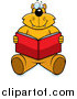 Critter Clipart of a Happy Ginger Cat Sitting and Reading by Cory Thoman