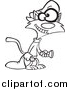 Critter Clipart of a Lineart Cat Burglar Shining a Flashlight by Toonaday