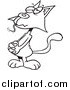 Critter Clipart of a Lineart Guilty Cat with a Mouse in His Mouth by Toonaday