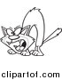 Critter Clipart of a Lineart Hissing Cat by Toonaday