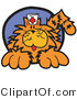 Critter Clipart of a Long Haired Fluffy Orange Cat Wearing a Nursing Cap by Andy Nortnik