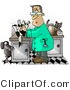 Critter Clipart of a Male Veterinarian with a Dead Dog on His Clinic Table by Djart
