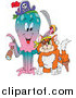 Critter Clipart of a Pirate Octopus and Ginger Cat by Dennis Holmes Designs