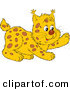 Critter Clipart of a Playful Spotted Bobcat Lifting One Paw and Looking Right by Alex Bannykh