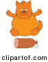 Critter Clipart of a Plump Orange Cat Sitting in Front of a Roll of Sausage by Alex Bannykh
