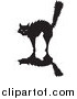Critter Clipart of a Scared Silhouetted Black Cat Arching Its Back by Xunantunich