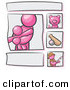 Critter Clipart of a Scrapbooking Kit Page with a Pink People Family, Cat, Baseball and Man Fishing on White by Leo Blanchette
