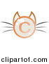 Critter Clipart of a Shiny Copyright Symbol Cat Face by Melisende Vector