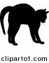 Critter Clipart of a Silhouetted Cat Stretching by Pams Clipart