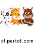 Critter Clipart of a Spotted Puppy, Tiger and Baby Owl in a Group on Solid White by Alex Bannykh