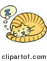 Critter Clipart of a Striped Ginger Cat Curled up and Taking a Pleasant Nap by Gnurf