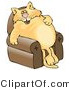 Critter Clipart of an Anthropomorphic Orange Tabby Cat Napping on a Recliner Chair by Djart