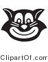Critter Clipart of an Evil Black and White Cat Grinning by Andy Nortnik