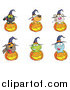 Critter Clipart of Animals and Jack O Lanterns by Hit Toon