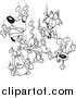 Critter Clipart of Black and White Cats and Dogs Raining down by Toonaday