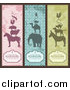 Critter Clipart of Vintage Silhouetted Animal Pyramid Bookmarks with Sample Text by Anja Kaiser