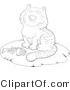 Kitty Clipart of an Outlined Cat with a Fish Bone - Royalty Free by YUHAIZAN YUNUS