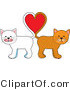 Vector Kitty Clipart of White and Orange Cats with Their Tails Forming a Heart - Royalty Free by Maria Bell