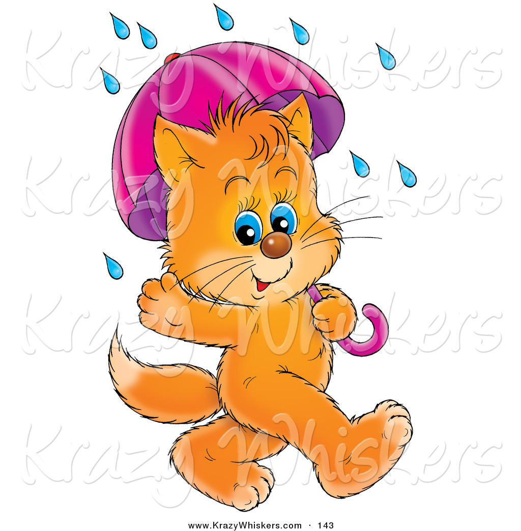 Critter Clipart of a Cute Blue Eyed Orange Kitten Waving and Strolling ...