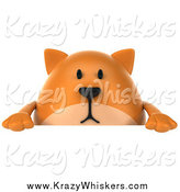 Critter Clipart of a 3d Chubby Ginger Cat over a Sign by