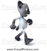 Critter Clipart of a 3d Siamese Cat Walking Right on His Two Hind Legs by