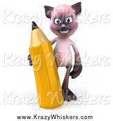 Critter Clipart of a 3d Siamese Cat with a Giant Pencil by