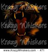 Critter Clipart of a Bad Tempered Tiger Roaring, on a Dark Background with Orange Lighting by Dero