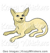 Critter Clipart of a Beige Cat Laying down and Looking up by AtStockIllustration