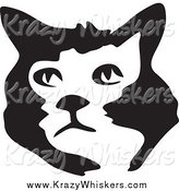 Critter Clipart of a Black and White Brush Stroke Styled Cat Face by Prawny