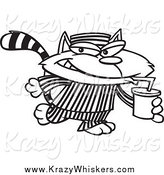 Critter Clipart of a Black and White Cat Con Drinking a Soda by Toonaday