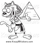 Critter Clipart of a Black and White Egyptian Cat Presenting a Pyramid by Toonaday