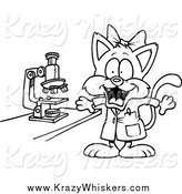 Critter Clipart of a Black and White Female Cat Scientist by Toonaday