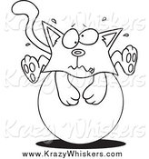 Critter Clipart of a Black and White Sick Kitten on a Ball by Toonaday