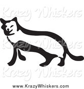 Critter Clipart of a Black and White Sneaky Cat by Prawny