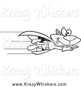Critter Clipart of a Black and White Super Cat Flying by Toonaday