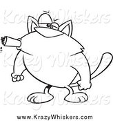 Critter Clipart of a Black and White Tough Cat Smoking a Cigar by Toonaday